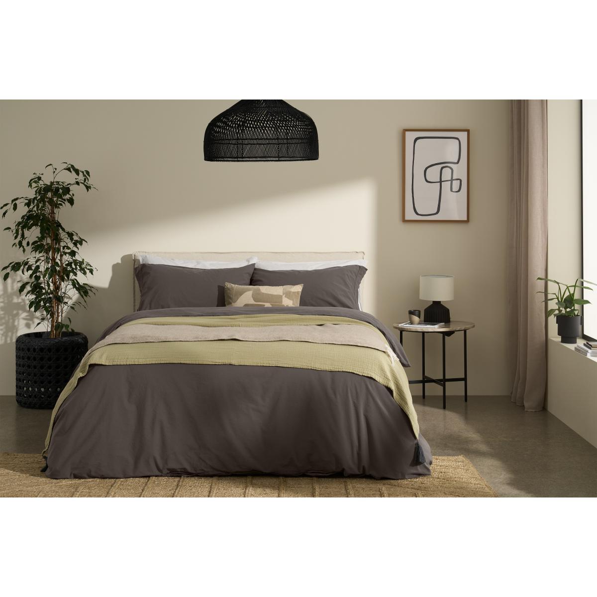 Zana 100% Organic Cotton Stonewashed Duvet Cover + 2 Pillowcases, Double, Anthracite Grey – image 3