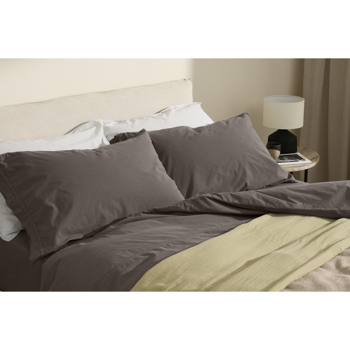 Zana 100% Organic Cotton Stonewashed Duvet Cover + 2 Pillowcases, Double, Anthracite Grey – image 4