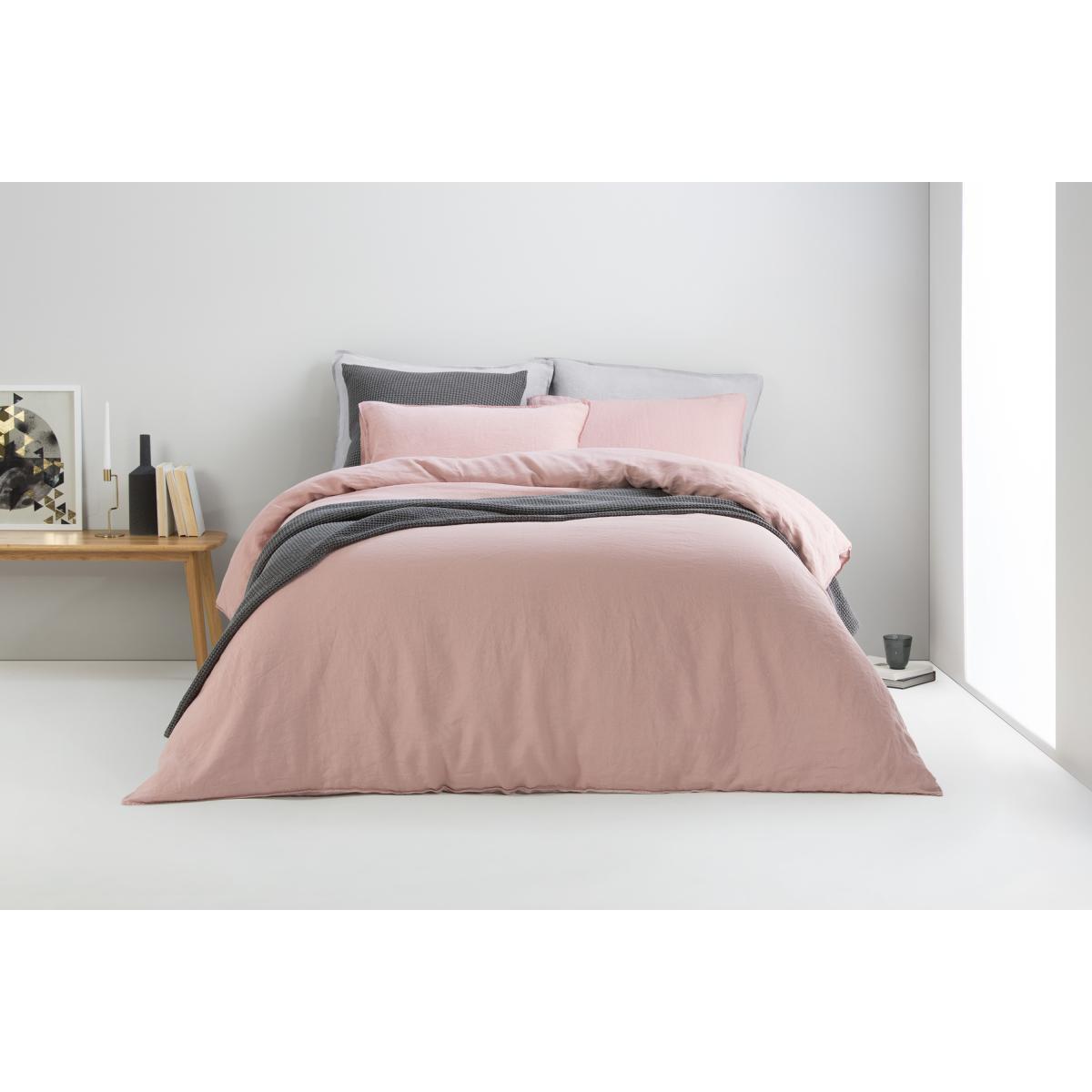 Brisa Linen Duvet Cover + 2 Pillowcases, Double, Dusky Pink – image 4