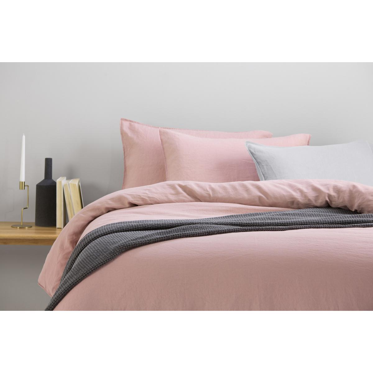 Brisa Linen Duvet Cover + 2 Pillowcases, Double, Dusky Pink – image 6