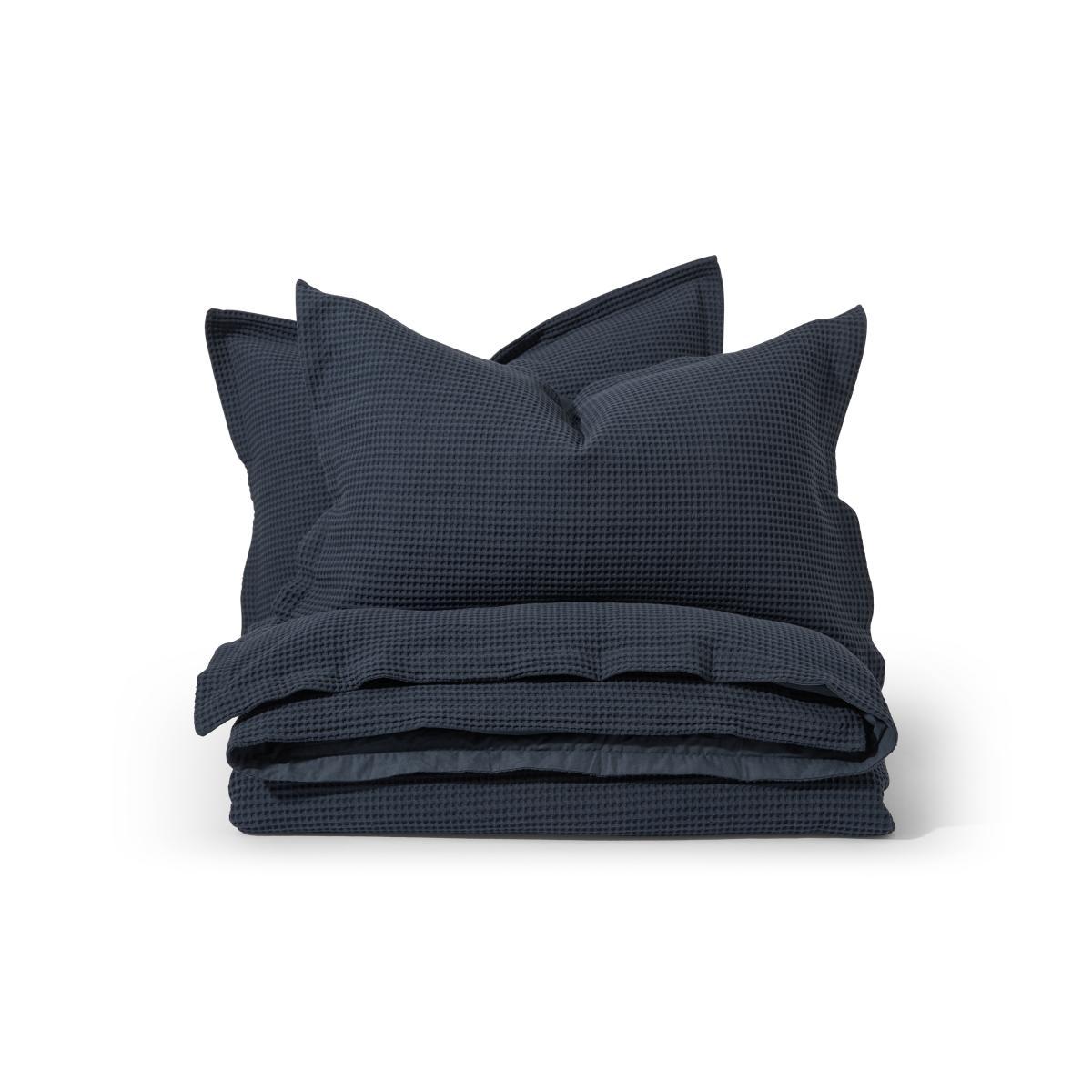 Waffle Cotton Duvet Cover + 2 Pillowcases, Double, Navy – image 2