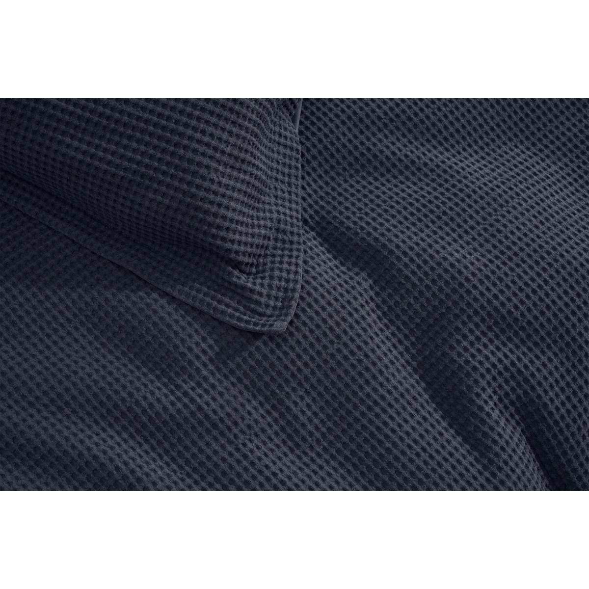 Waffle Cotton Duvet Cover + 2 Pillowcases, Double, Navy – image 5