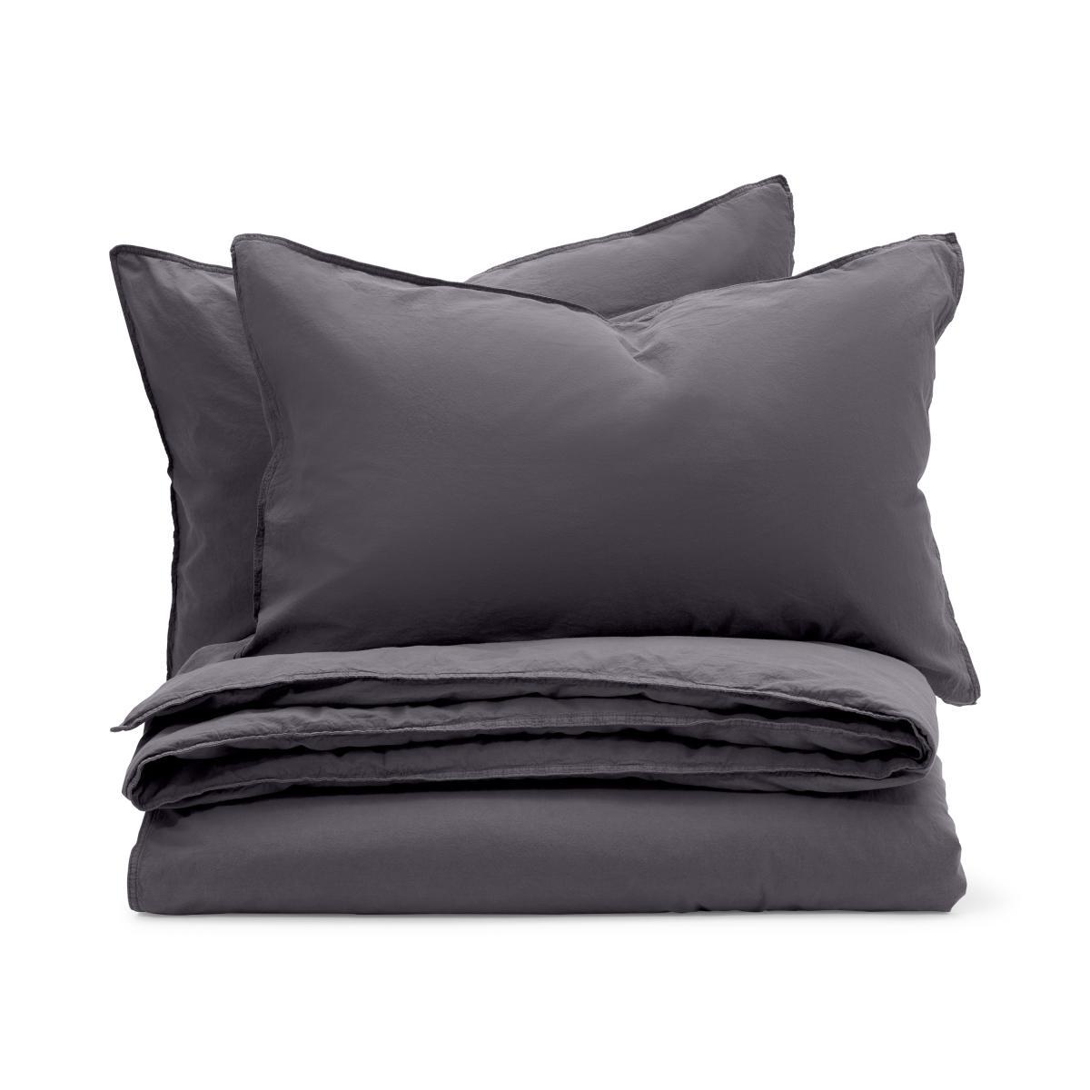 Alexia Stonewashed Cotton Duvet Cover + 2 Pillowcases, Double, Graphite – image 2