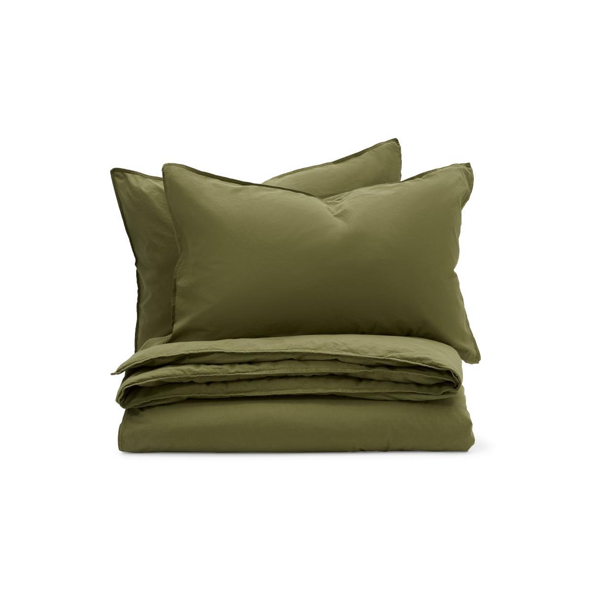 Alexia 100% Organic Stonewashed Cotton Duvet Cover + 2 Pillowcases, Double, Botanic Green – image 2
