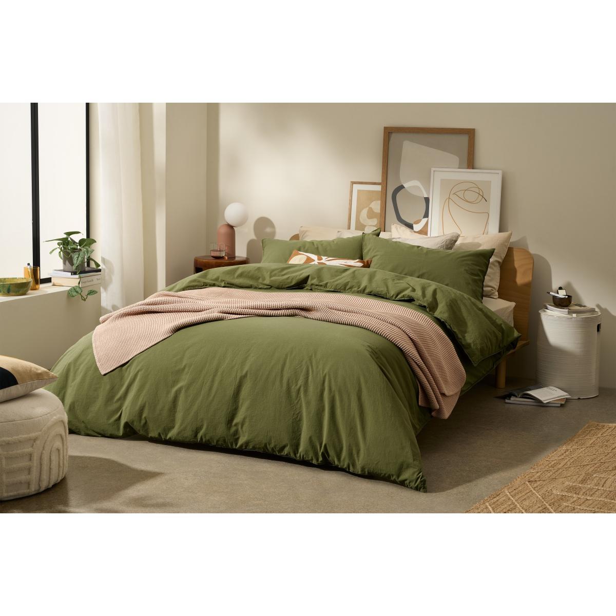 Alexia 100% Organic Stonewashed Cotton Duvet Cover + 2 Pillowcases, Double, Botanic Green – image 3