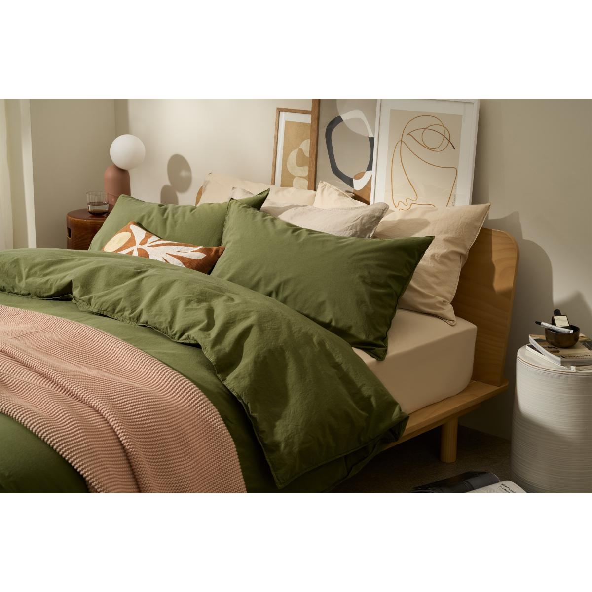 Alexia 100% Organic Stonewashed Cotton Duvet Cover + 2 Pillowcases, Double, Botanic Green – image 4