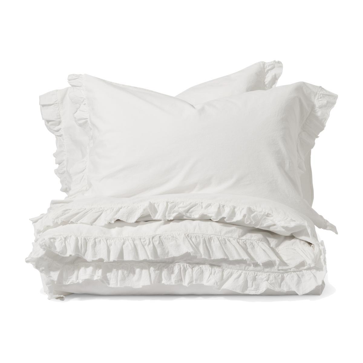 Attara 100% Organic Cotton Duvet Cover + 2 Pillowcases, Double, Off-White – image 1