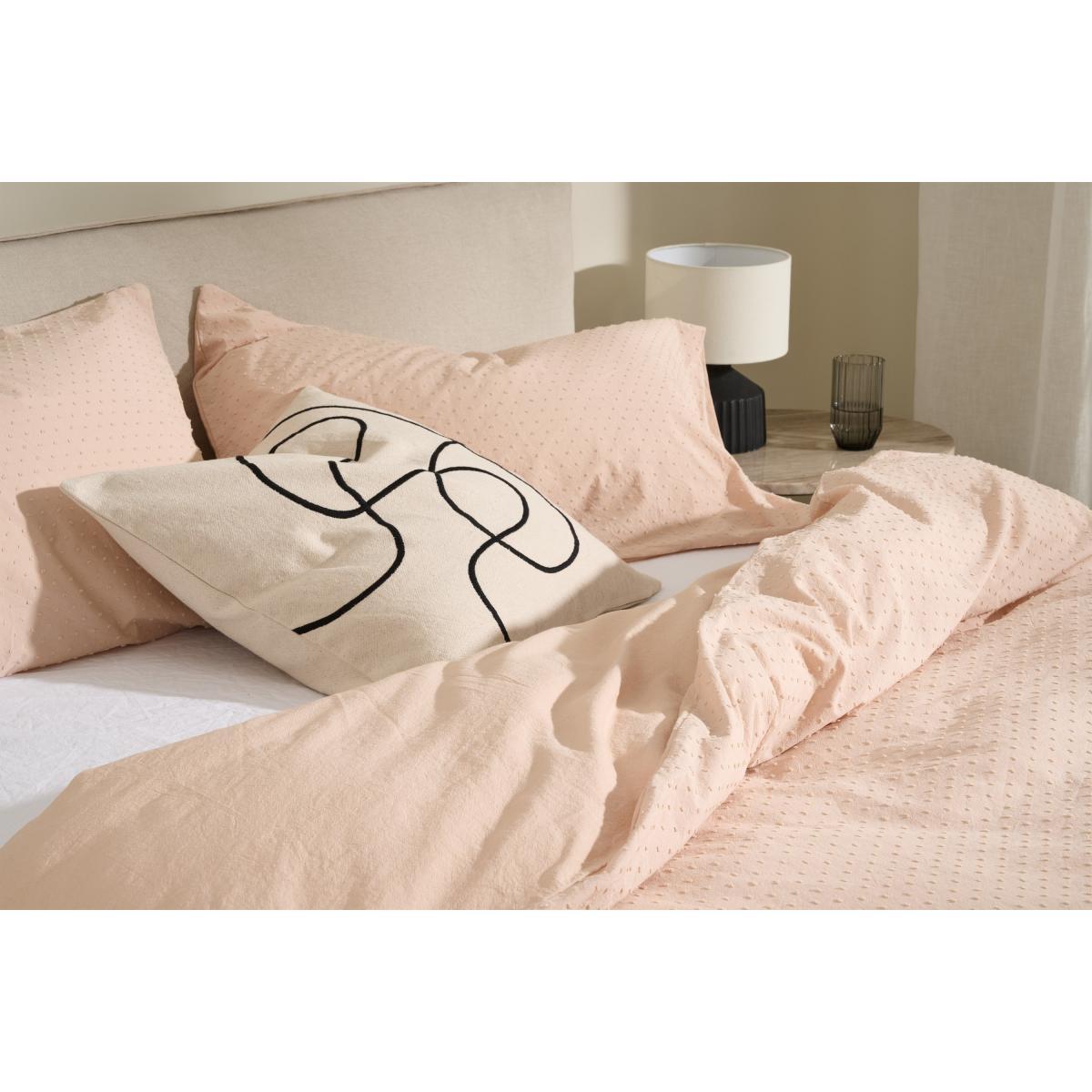 Veli 100% Cotton Plumetis Weave Duvet Cover + 2 Pillowcases, Double, Plaster Pink – image 4
