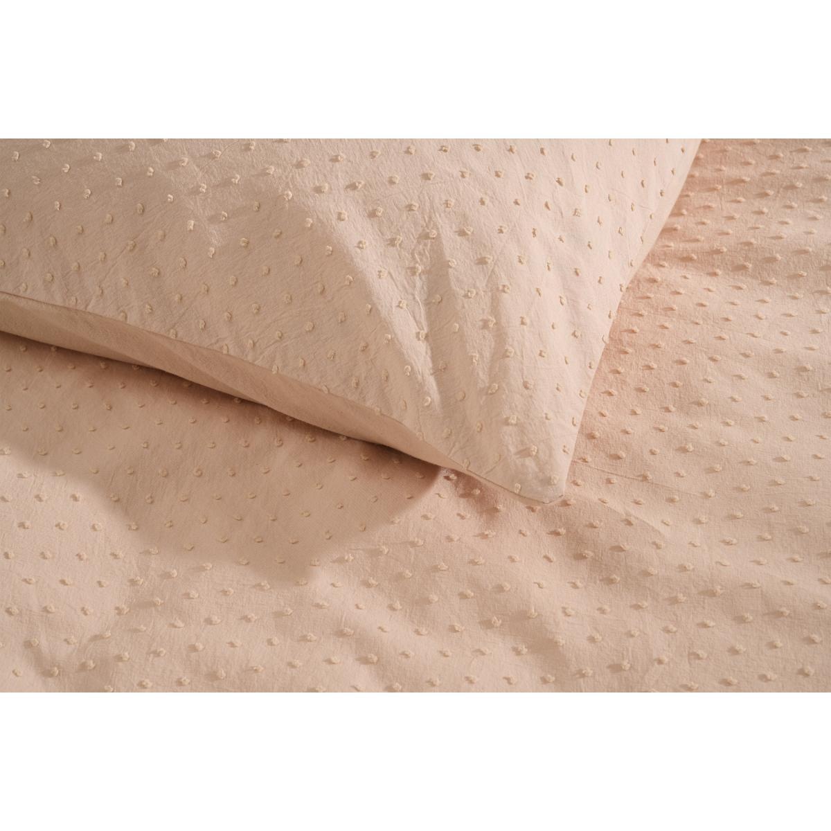 Veli 100% Cotton Plumetis Weave Duvet Cover + 2 Pillowcases, Double, Plaster Pink – image 5