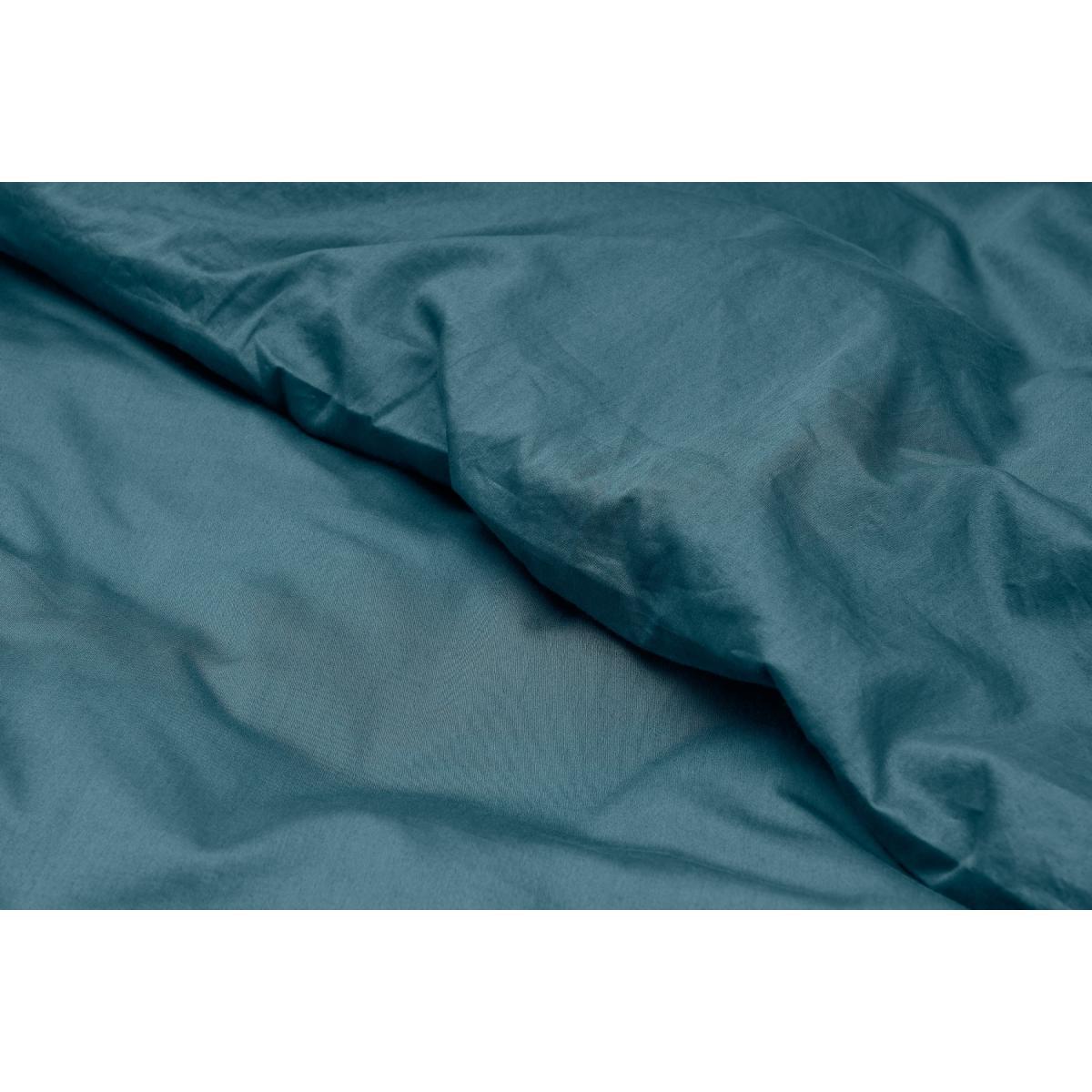 Hylia Washed Cotton Satin Duvet Cover + 2 Pillowcases, Double, Teal Blue – image 5