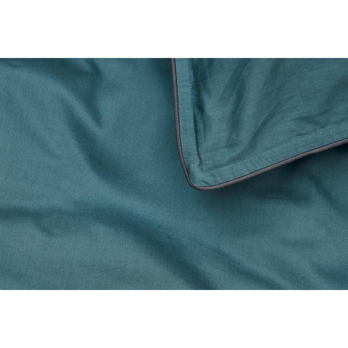 Hylia Washed Cotton Satin Duvet Cover + 2 Pillowcases, Double, Teal Blue – image 6