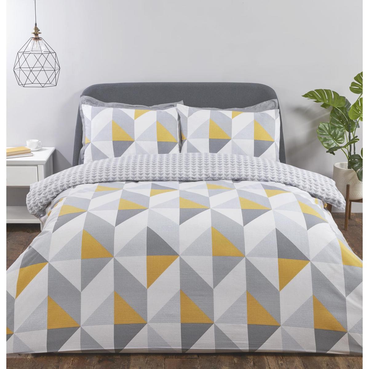Boston Geo Duvet Cover and Pillowcase Set - Ochre / Double – image 2