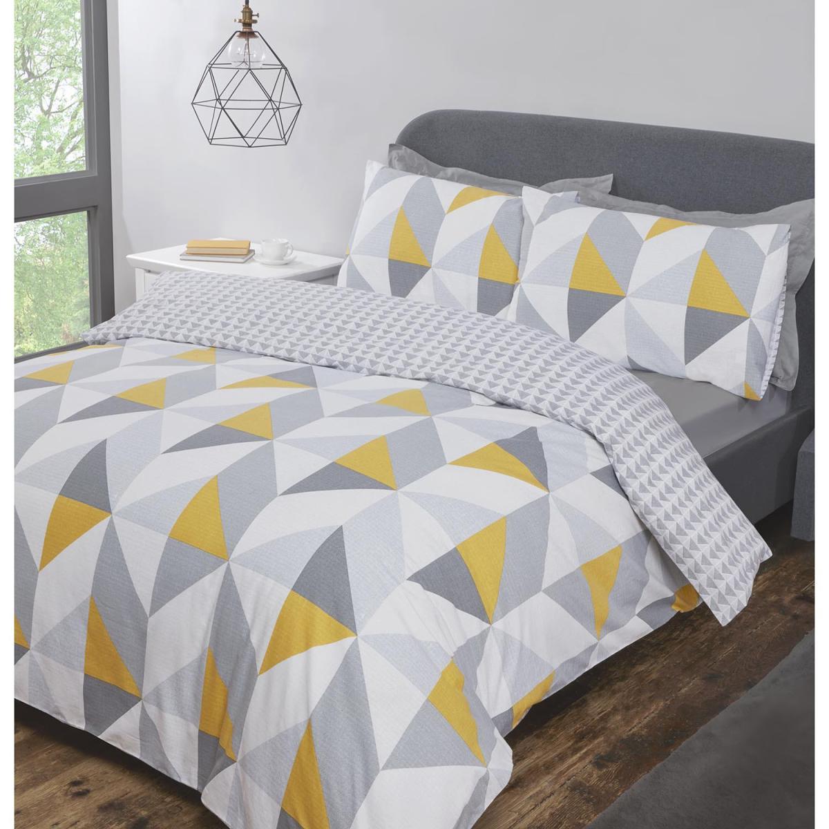 Boston Geo Duvet Cover and Pillowcase Set - Ochre / Double – image 3