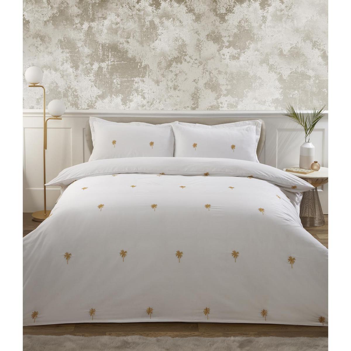 Palm Trees Embroidered Duvet and Pillowcase Set - Double – image 1