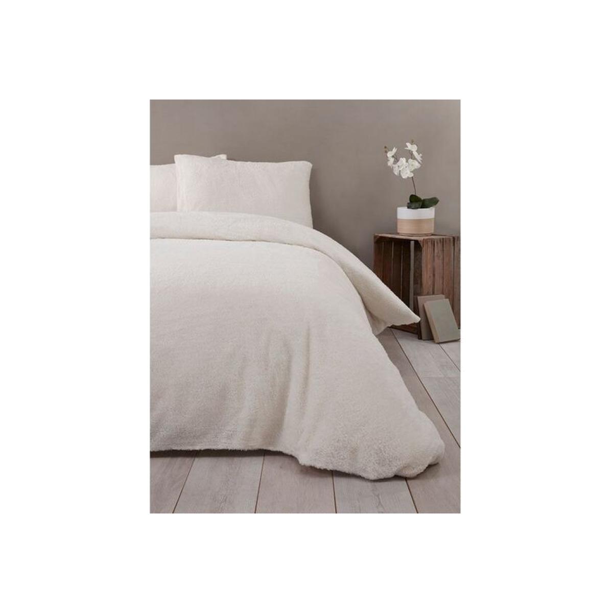 Snuggle Teddy Fleece Duvet Cover Set - Cream / Double