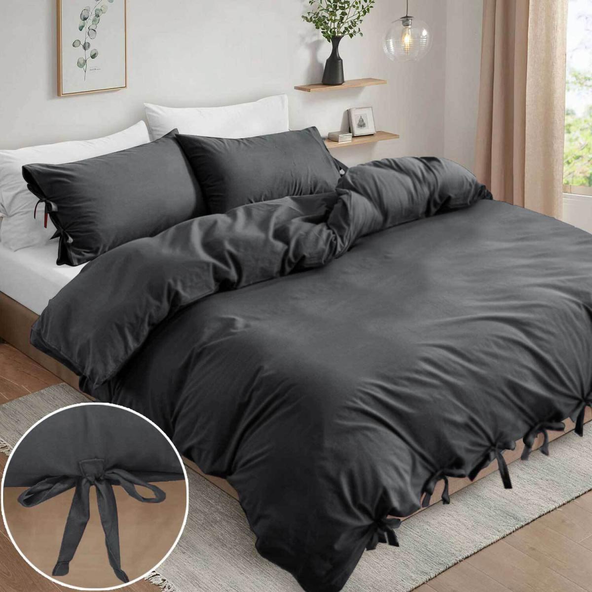 Knotted Duvet Cover Set - Grey / Double – image 1