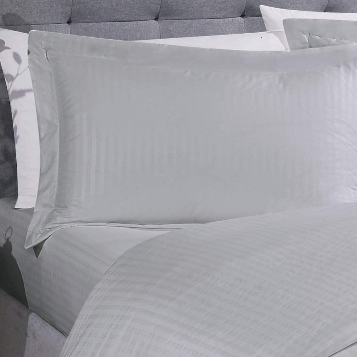 Sateen Stripe Complete Duvet Cover Pillowcase Fitted Sheet Bedding Set - Charcoal / Double – image 4