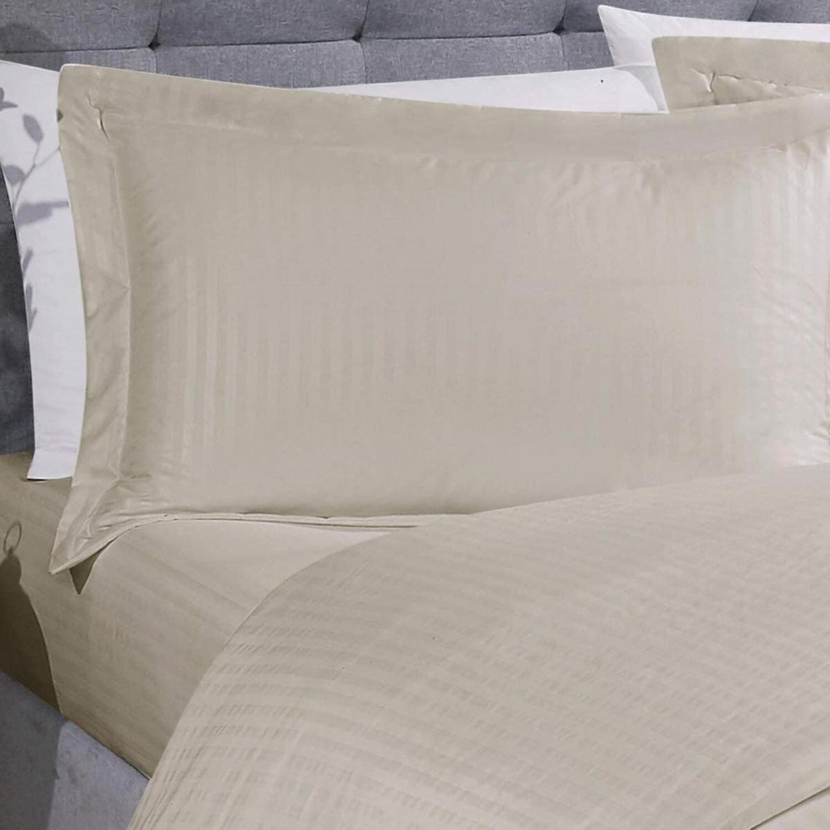 Sateen Stripe Complete Duvet Cover Pillowcase Fitted Sheet Bedding Set - Charcoal / Double – image 8