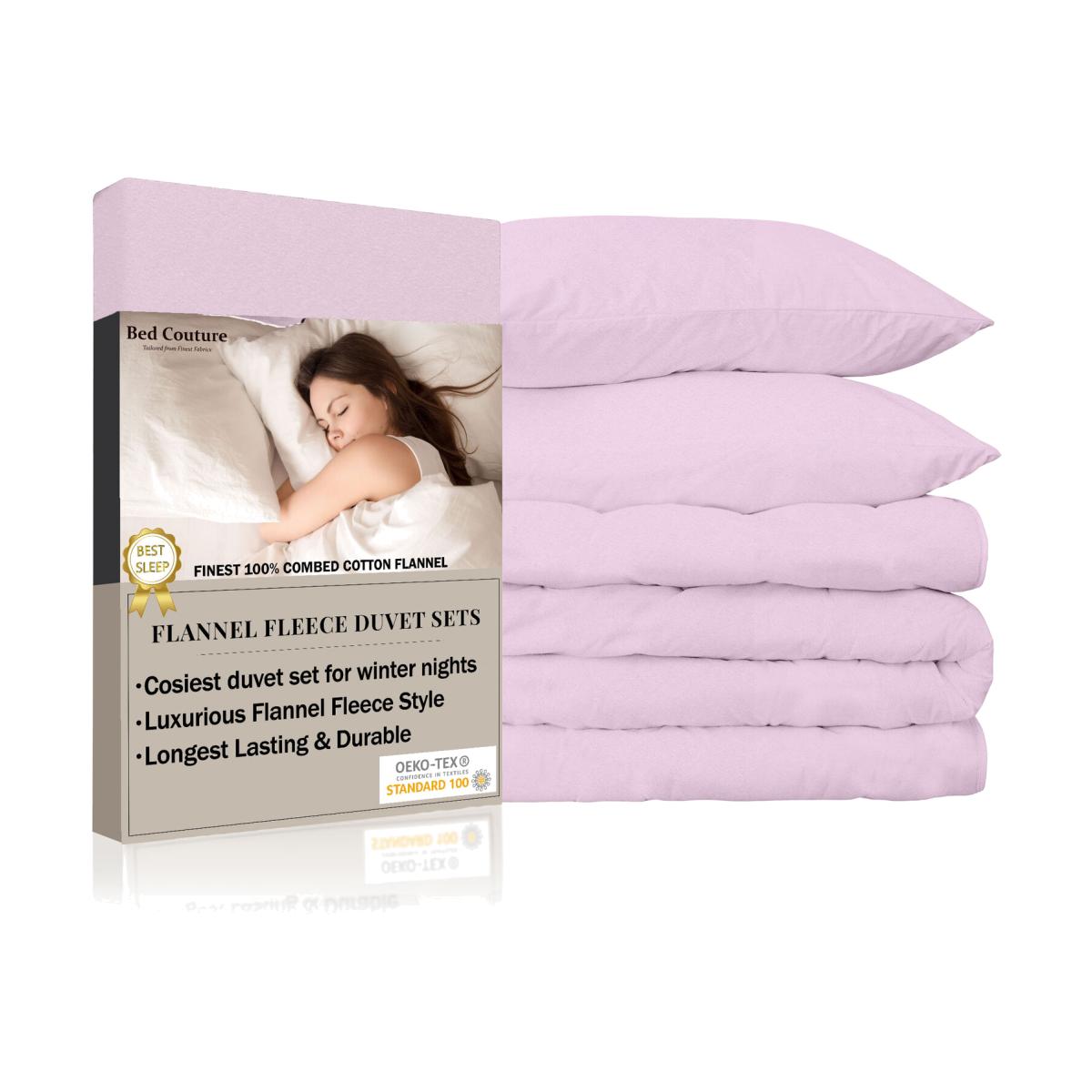 Flannel Fleece Duvet Cover Set 140x200cm and 2 pillowcases 65x65cm - Pink – image 1