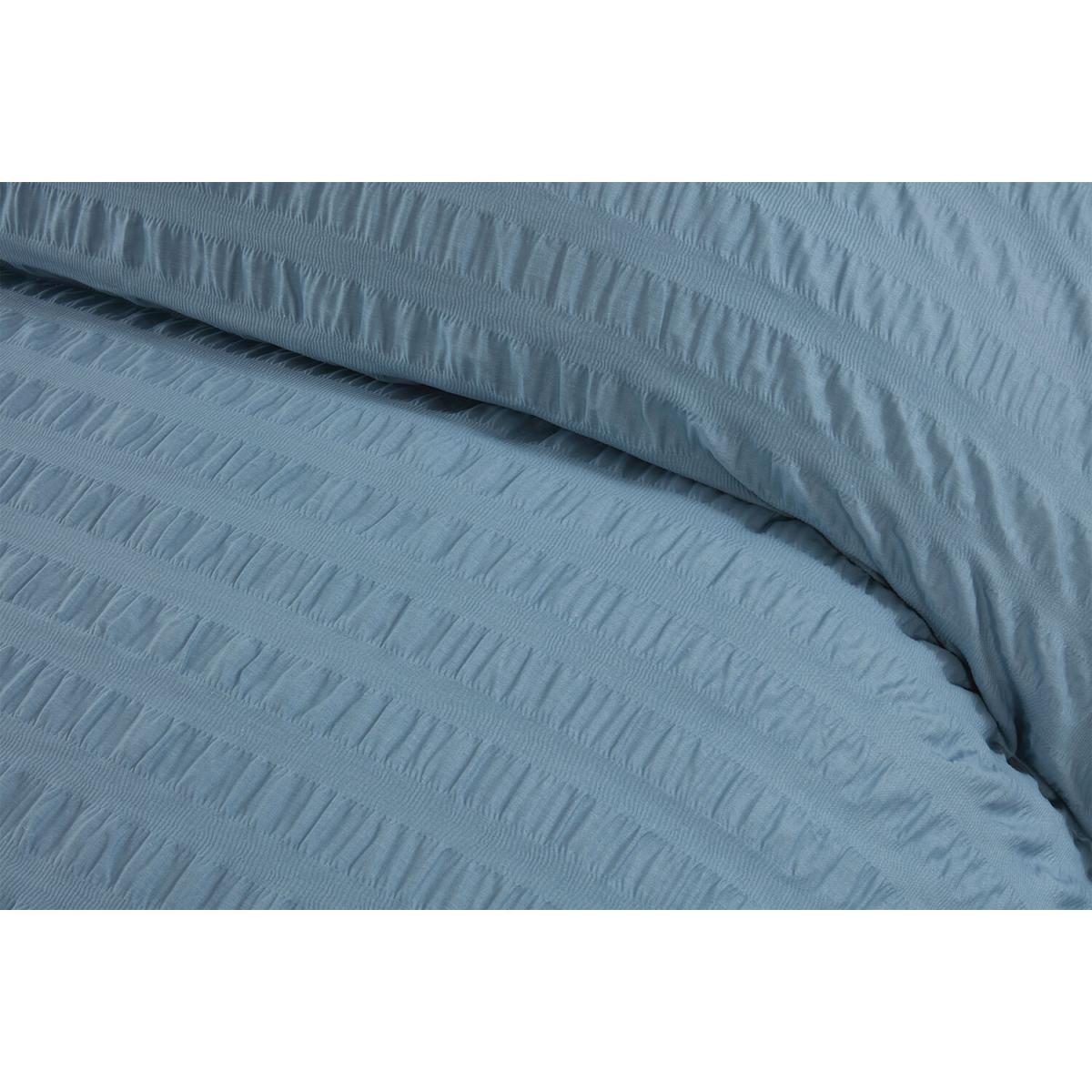 Divante Seersucker Dusky Blue Duvet Cover and Pillowcase Set - Dusty Blue / Double – image 4