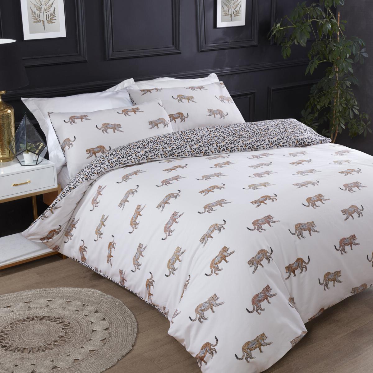 Leopard Motif Duvet and Pillowcase Set - Cream / Double – image 3