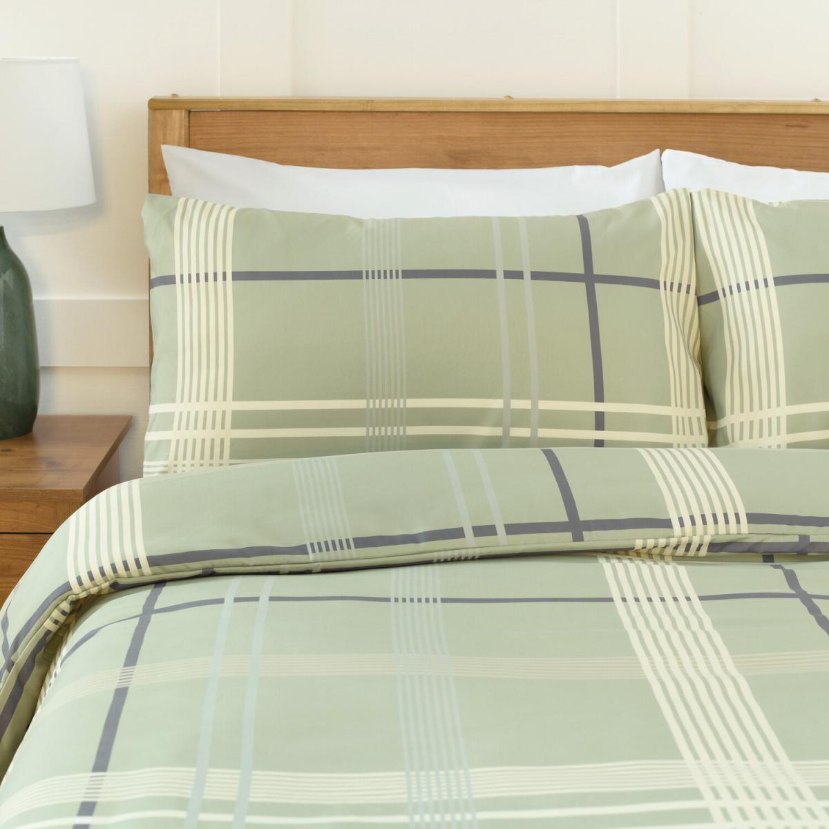Blair Check Duvet Cover and Pillowcase Set - Sage / Double – image 3