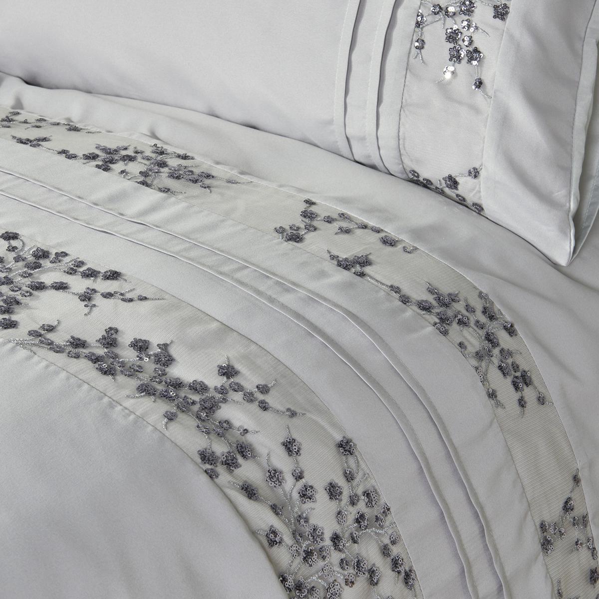 Trailing Sequin Flowers Duvet Cover and Pillowcase Set - Double – image 3