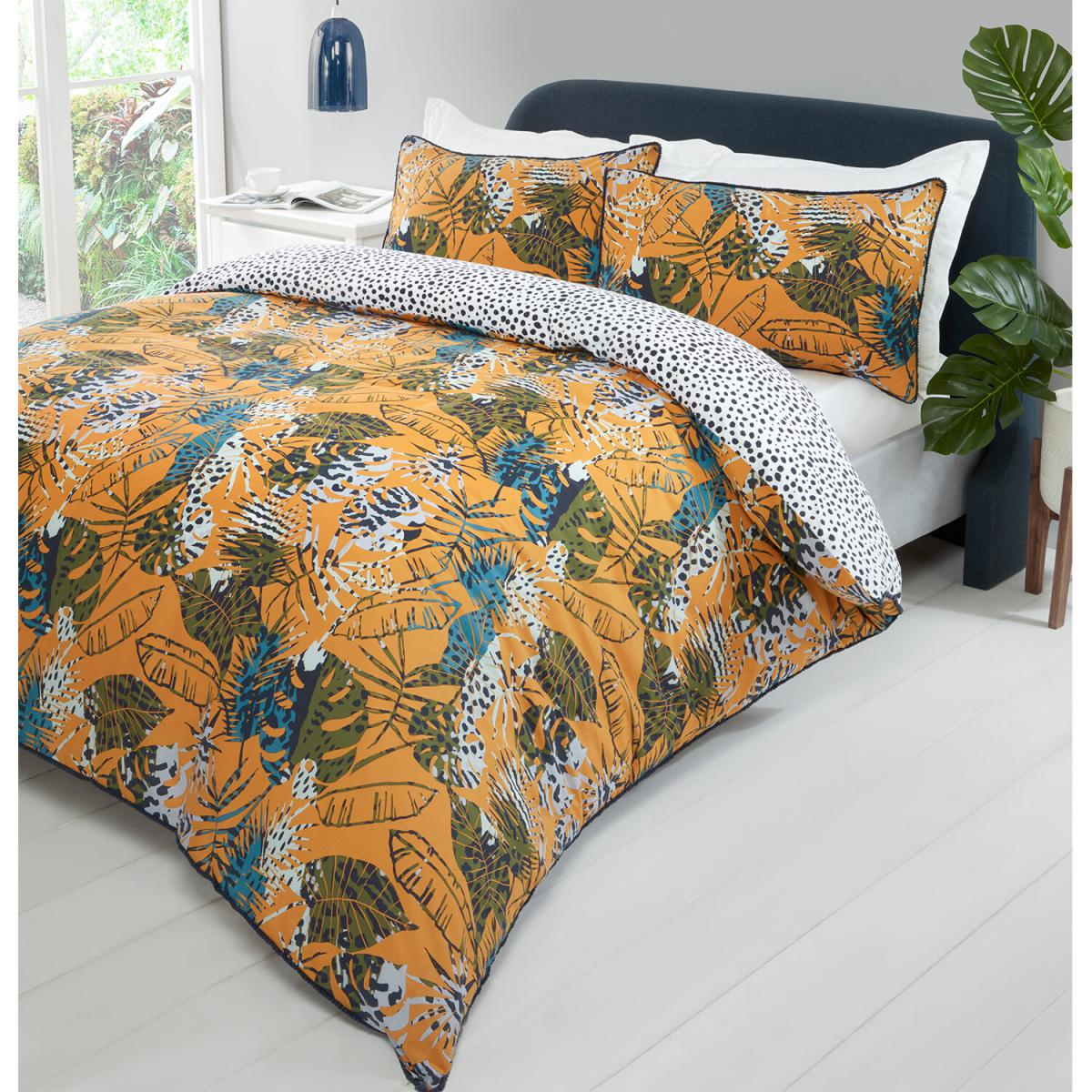 Abstract Tropical Leaf Duvet Cover and Pillowcase Set - Double – image 3
