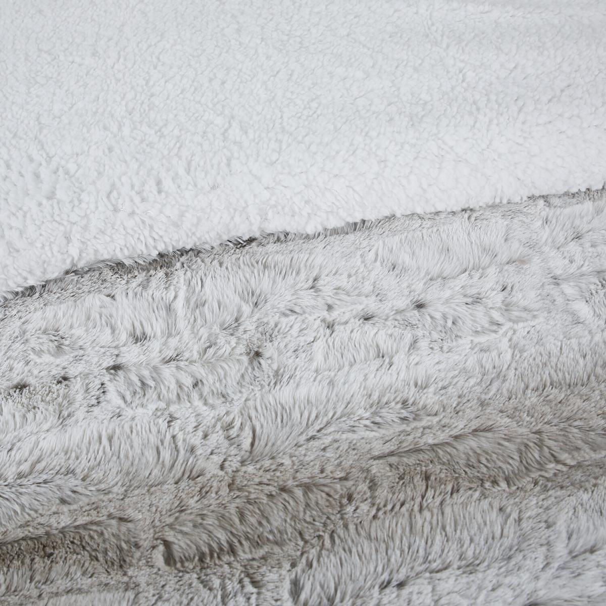 Faux Fur Duvet Cover and Pillowcase Set - Grey / Double – image 5
