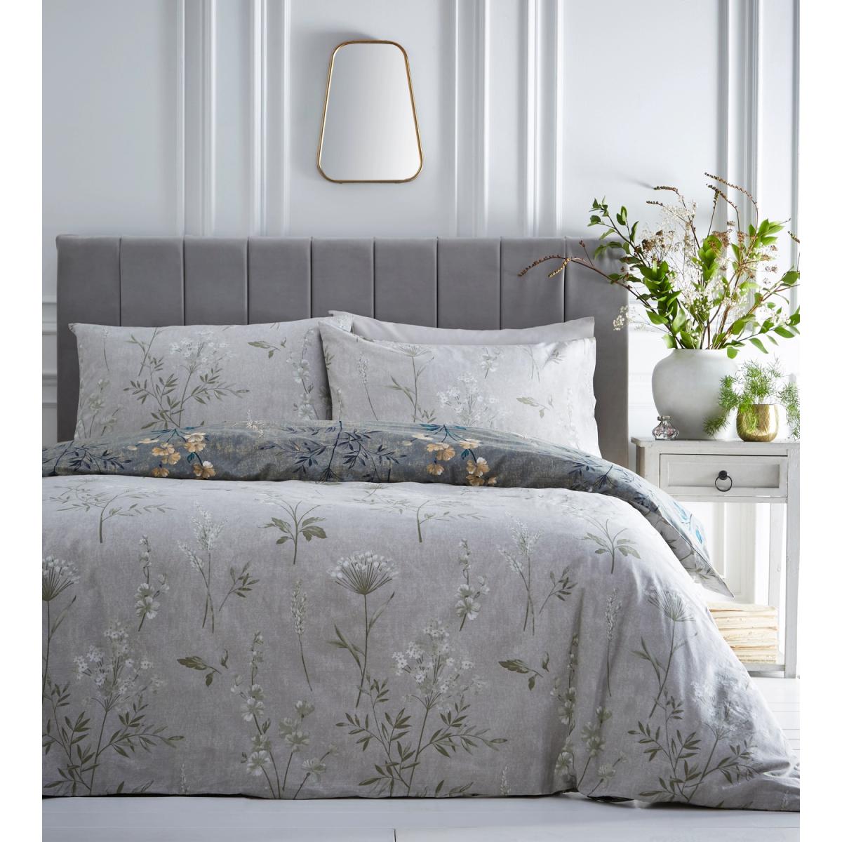 Florette Duvet Cover and Pillowcase Set - Green/Ochre / Double – image 3