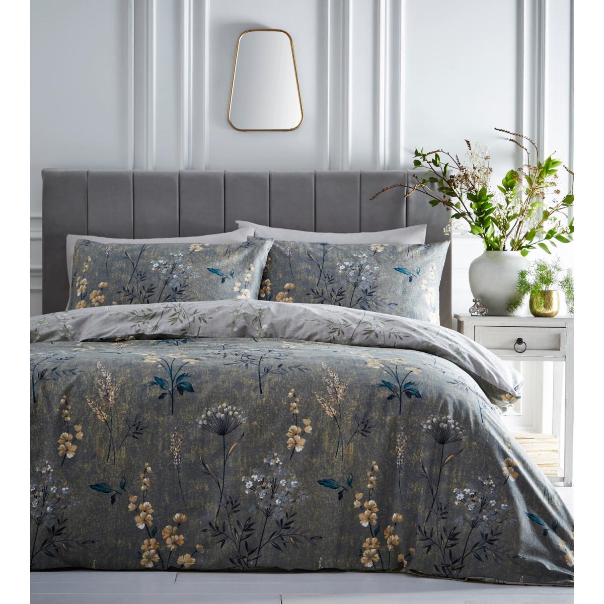 Florette Duvet Cover and Pillowcase Set - Green/Ochre / Double – image 4
