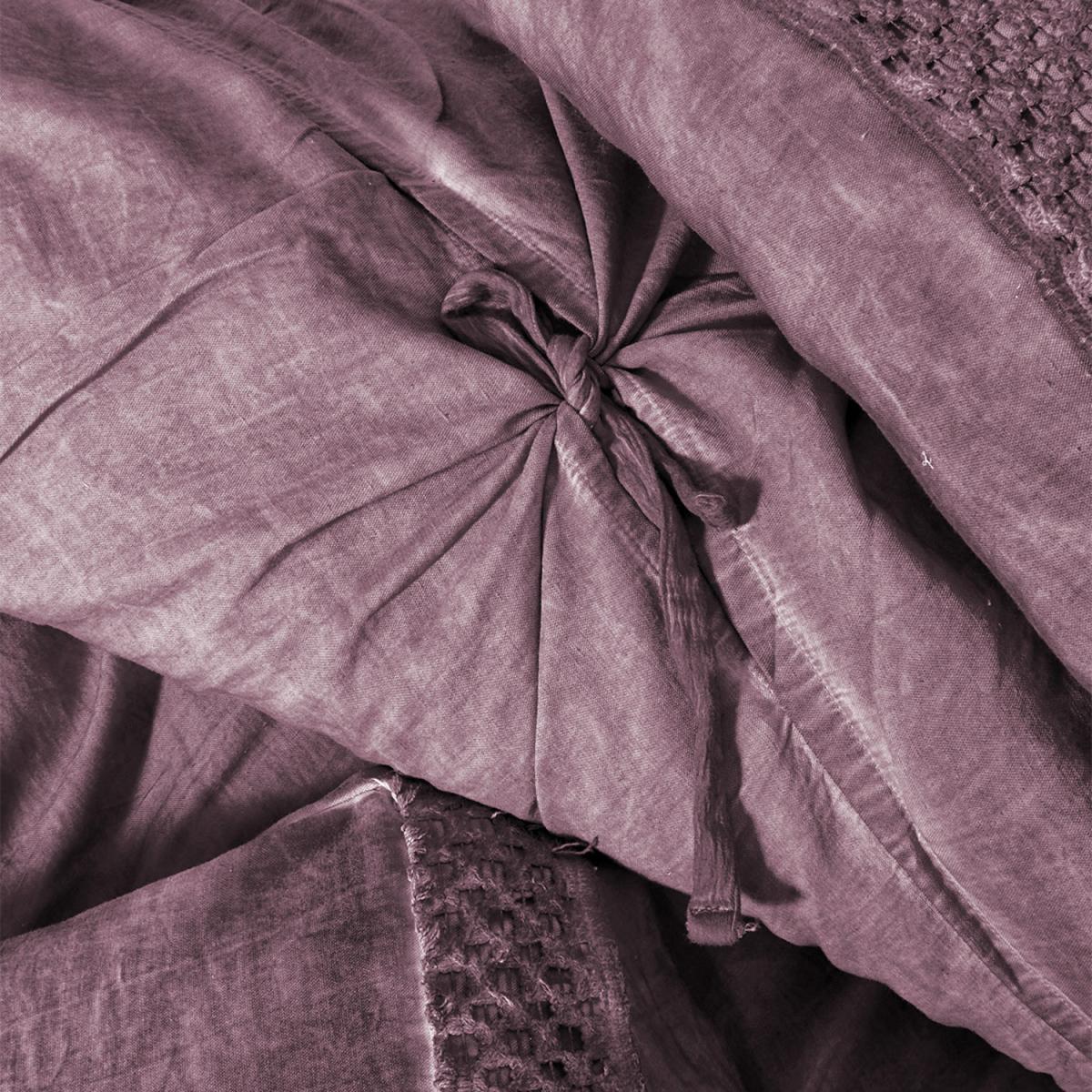 Organic Cotton Lace Embroidered Double Duvet Cover Pillowcase Set - Mustard – image 3