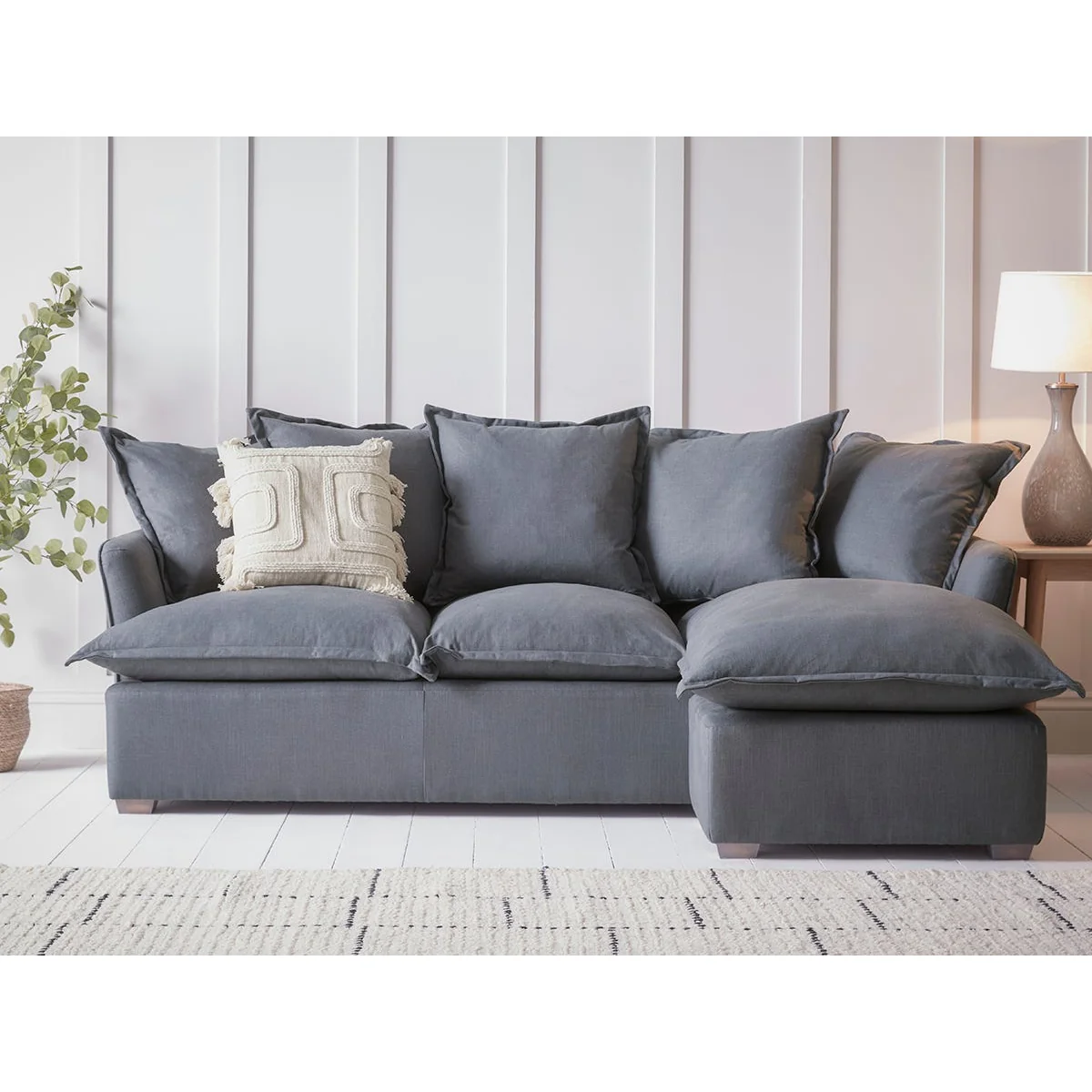 Umea Chaise Left Hand Facing Sofa – Grey Leather – image 2