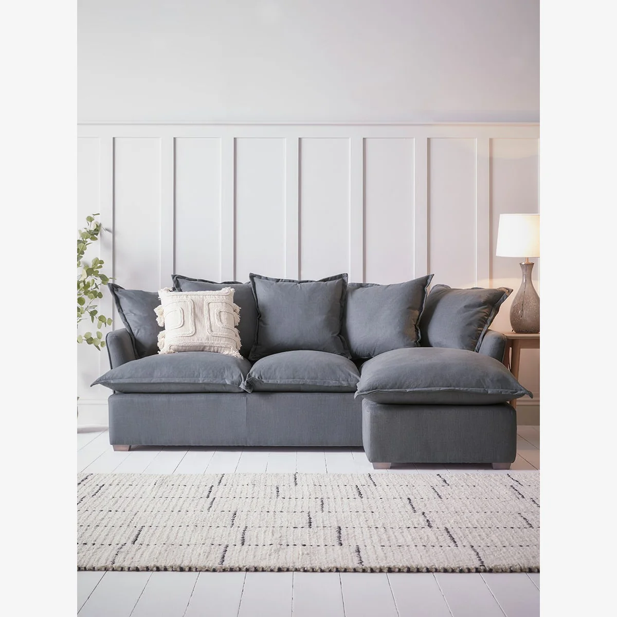 Umea Chaise Left Hand Facing Sofa – Grey Leather – image 1