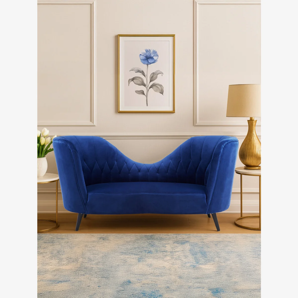 Malena Midnight Velvet Chaise - Black – image 1