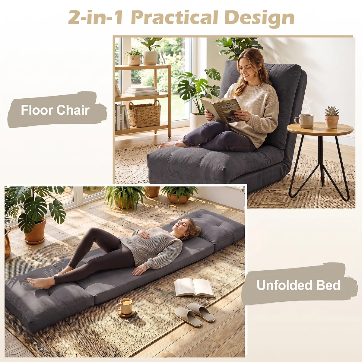 5 Level Adjustable Gaming Lazy Lounger-White - Grey – image 4
