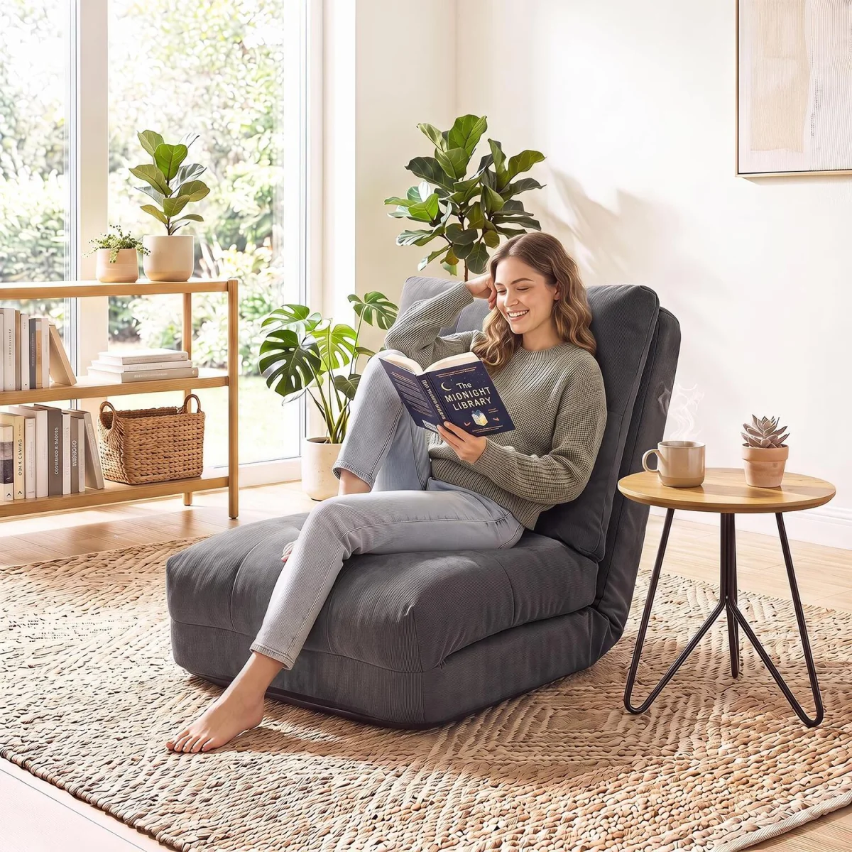 5 Level Adjustable Gaming Lazy Lounger-White - Grey – image 7