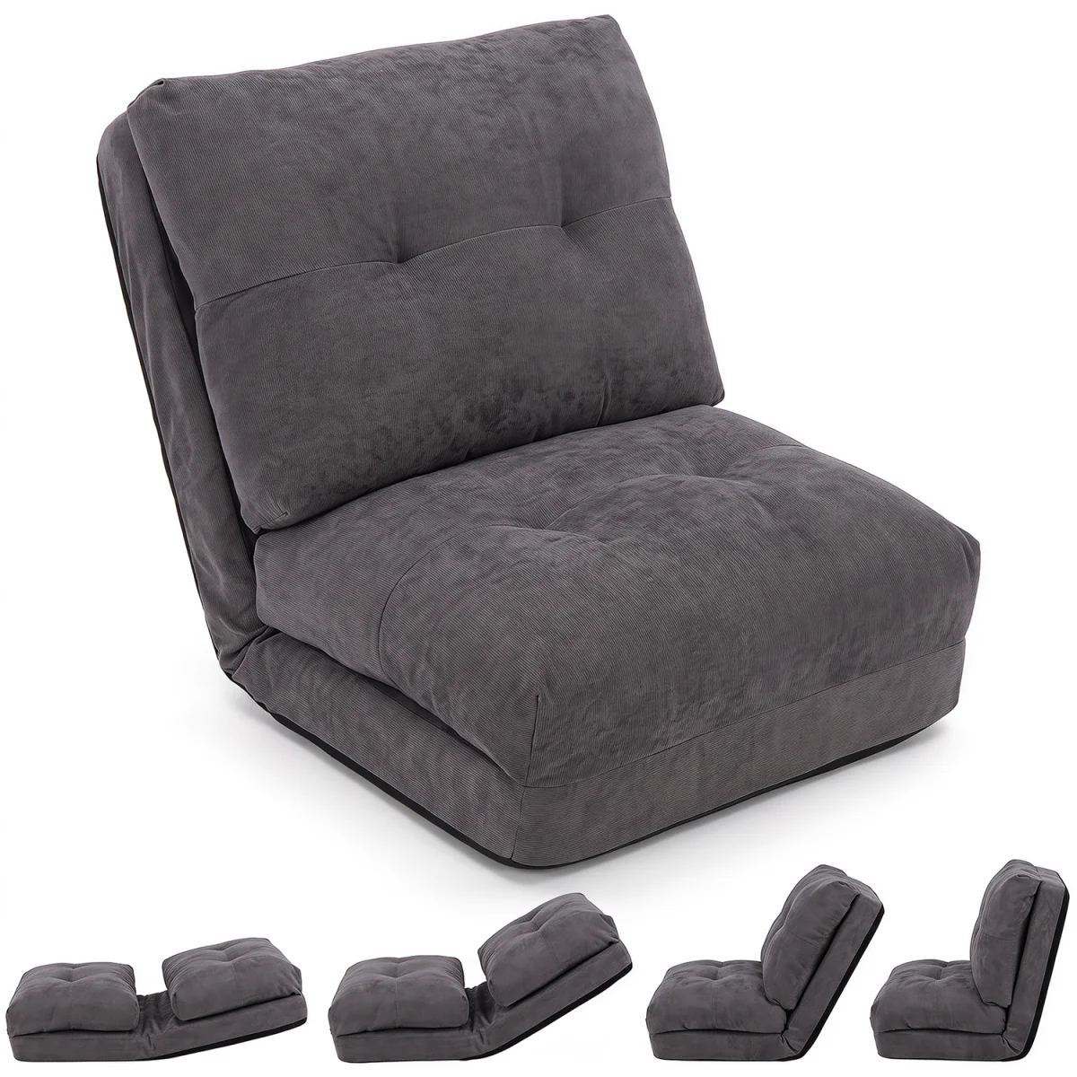 5 Level Adjustable Gaming Lazy Lounger-White - Grey – image 9