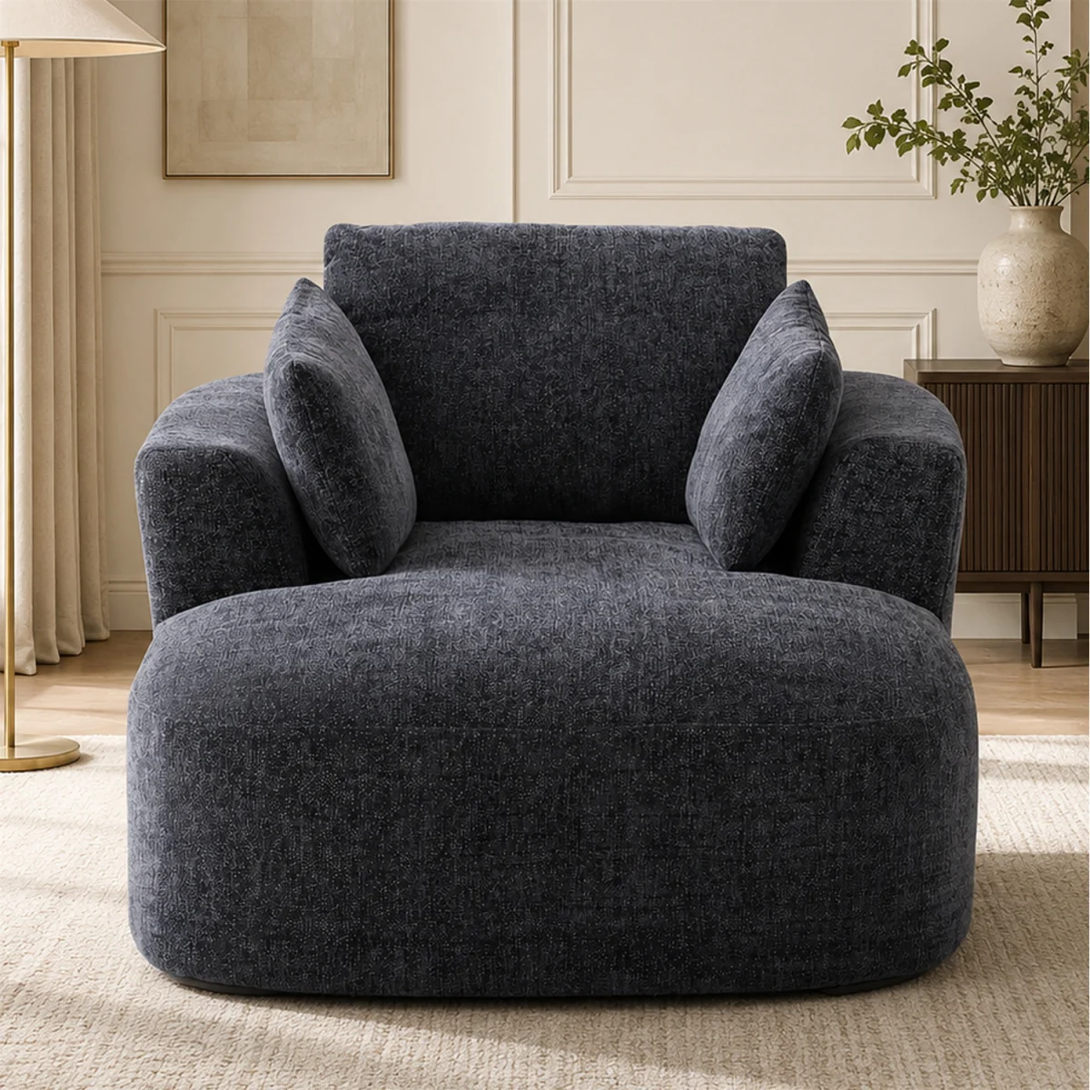 MIMO Indoor Chaise Lounge Lasy Sofa with 30D Foam, Chenille Upholstery - Grey – image 5