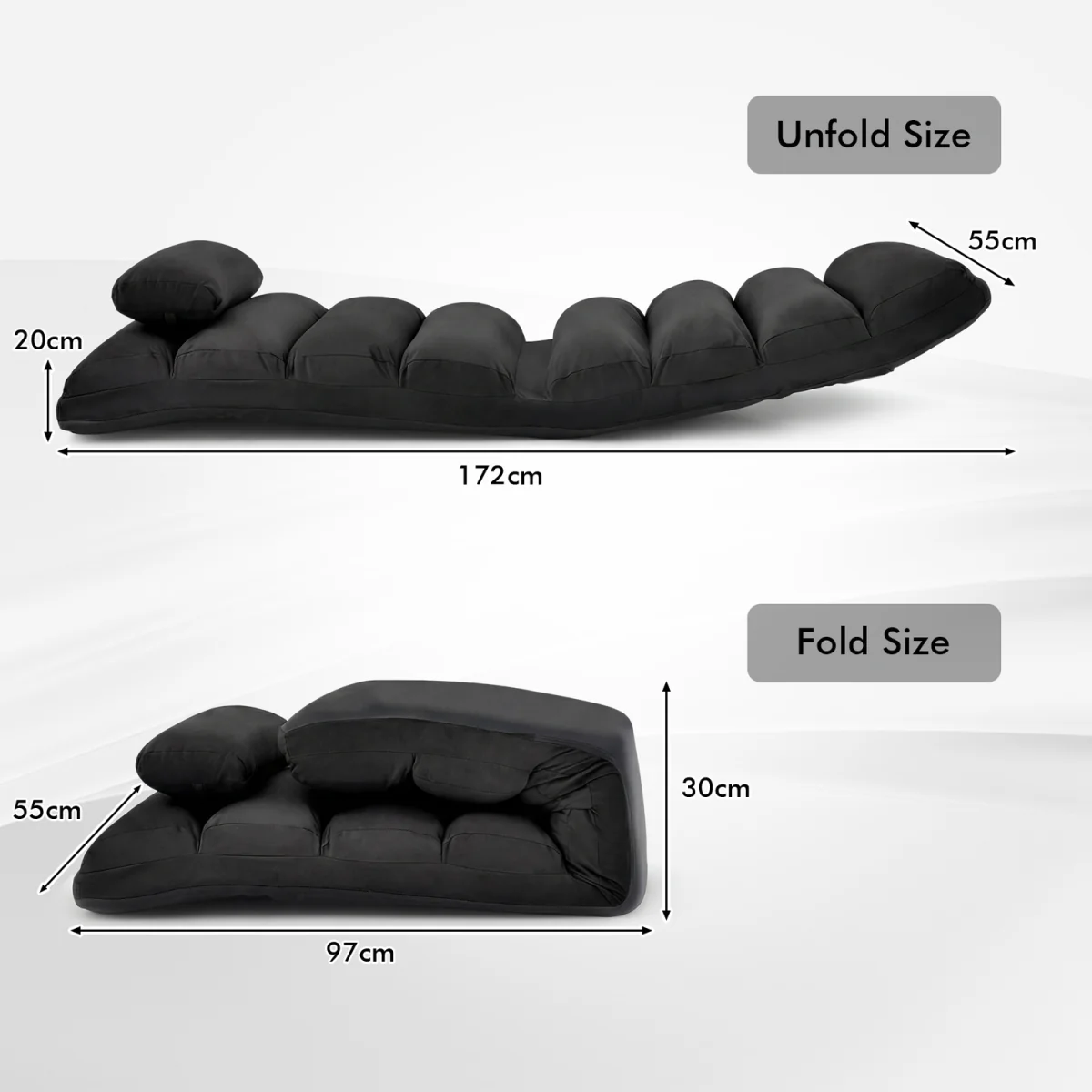 Indoor Chaise Lounge Sofa with Adjustable Backrest - Black – image 3