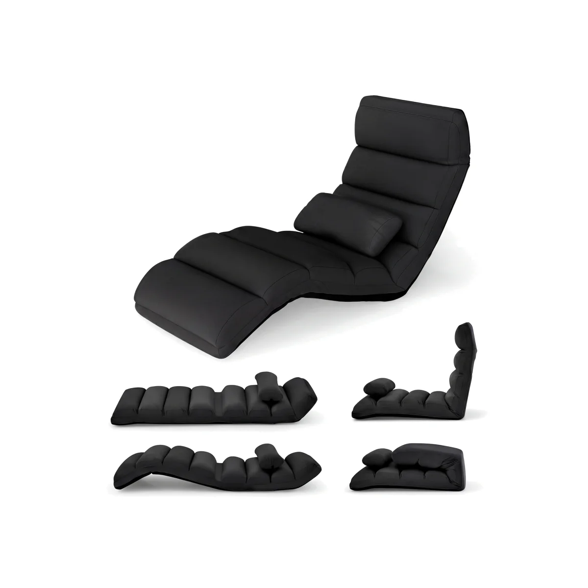 Indoor Chaise Lounge Sofa with Adjustable Backrest - Black – image 1