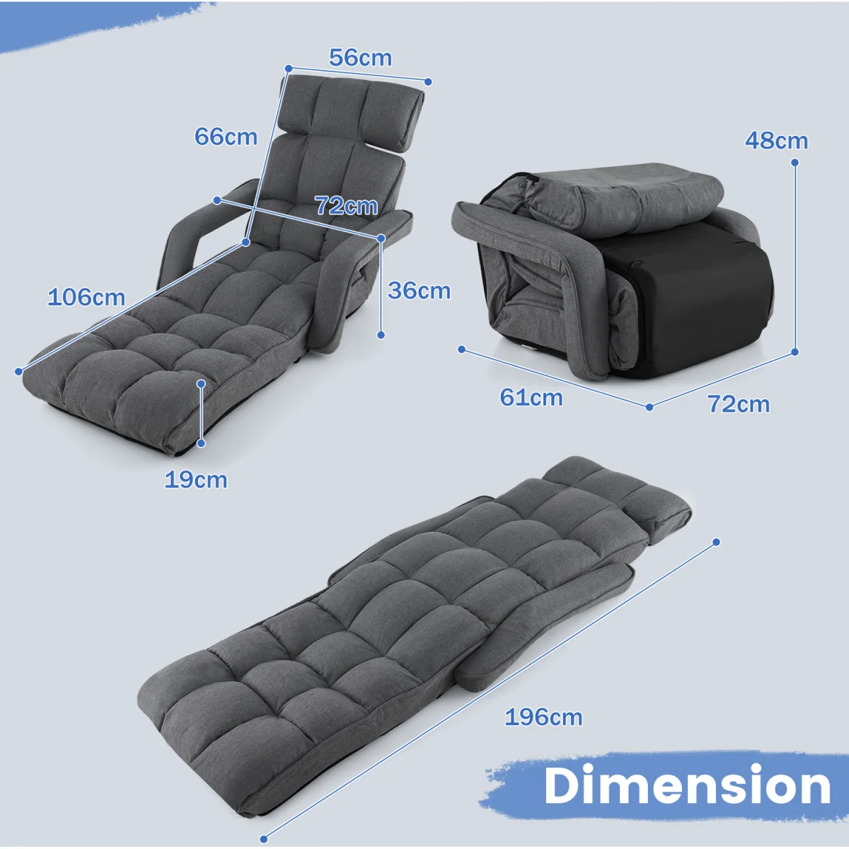 Indoor Chaise Lounger Sofa - Grey – image 2