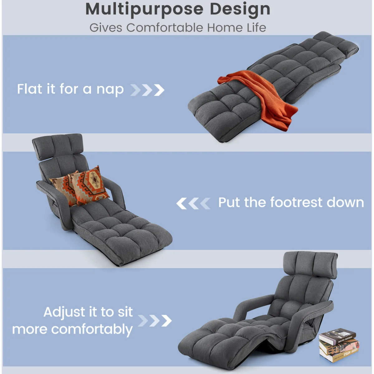 Indoor Chaise Lounger Sofa - Grey – image 7
