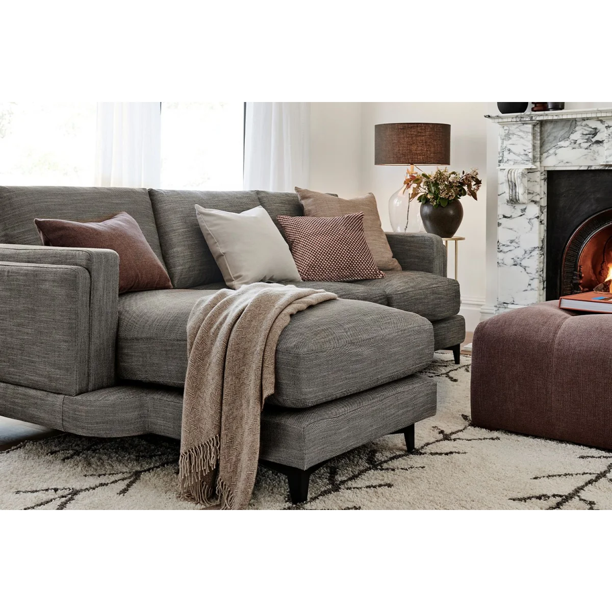 Boston Squared Arm LHF Chaise Sofa in Celadon Easy Cotton – image 3