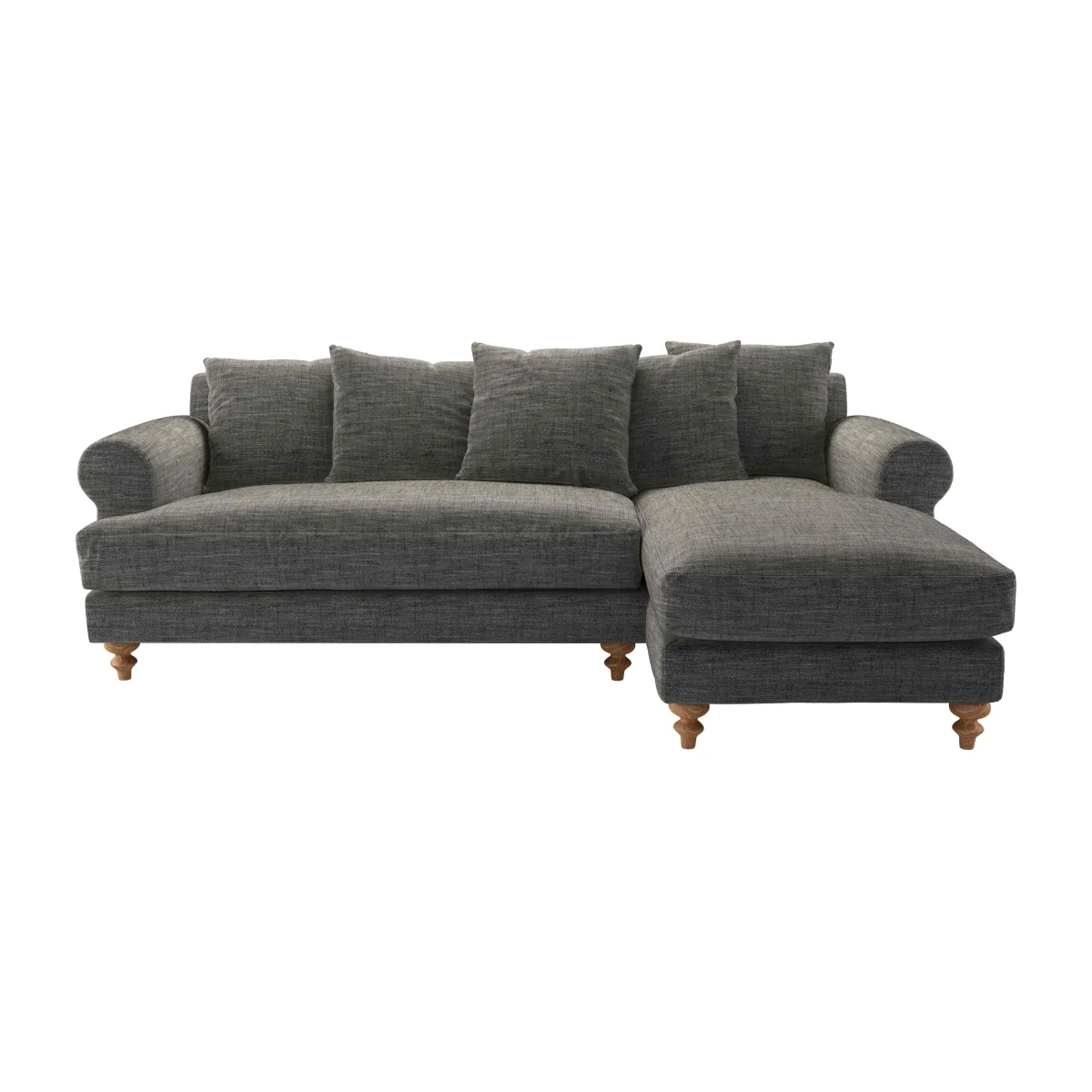 Teddy RHF Chaise Sofa in Liquorice Baylee Multi-Tone Viscose Linen – image 1