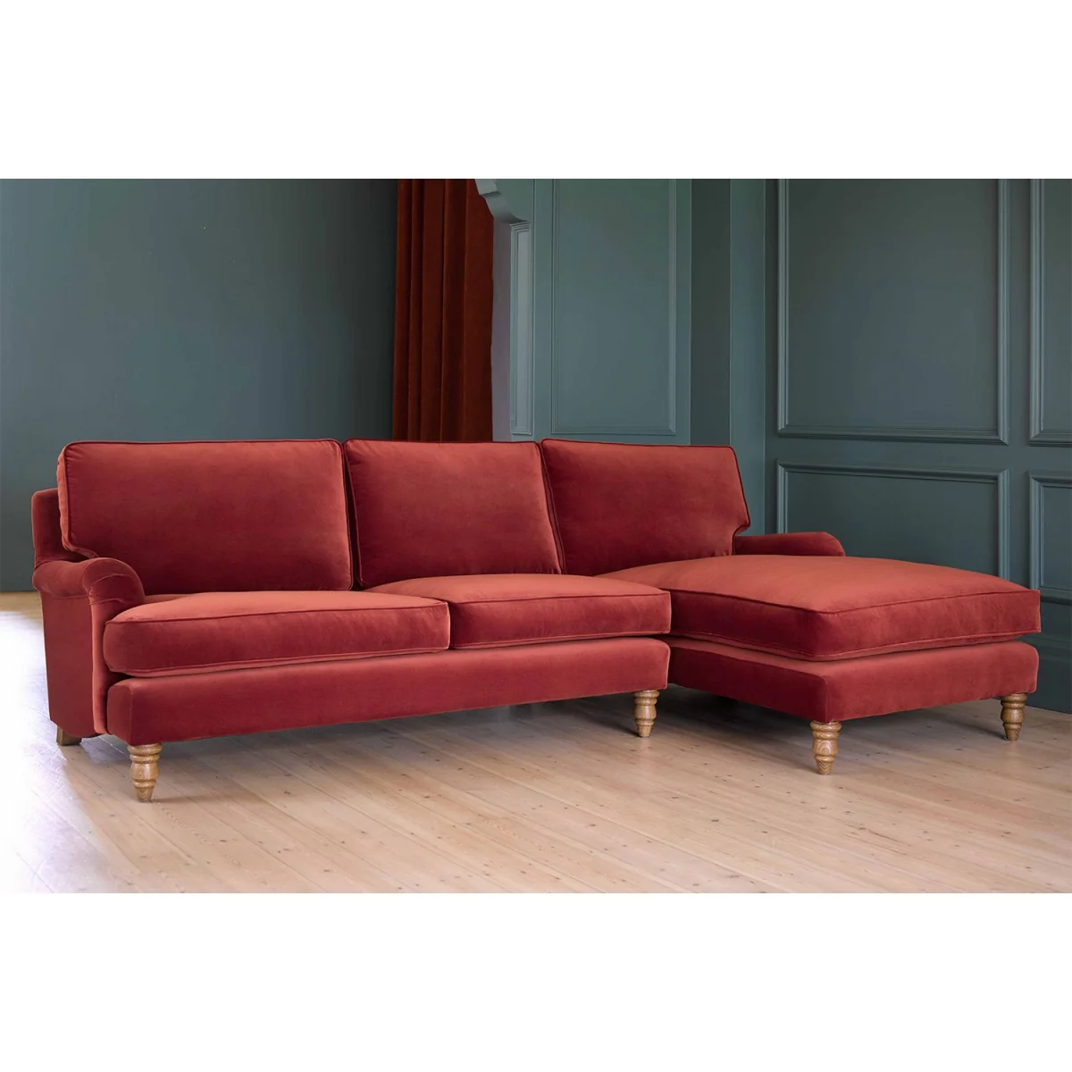 Bluebell Large RHF Chaise Sofa in Damson Smart Velvet – image 4