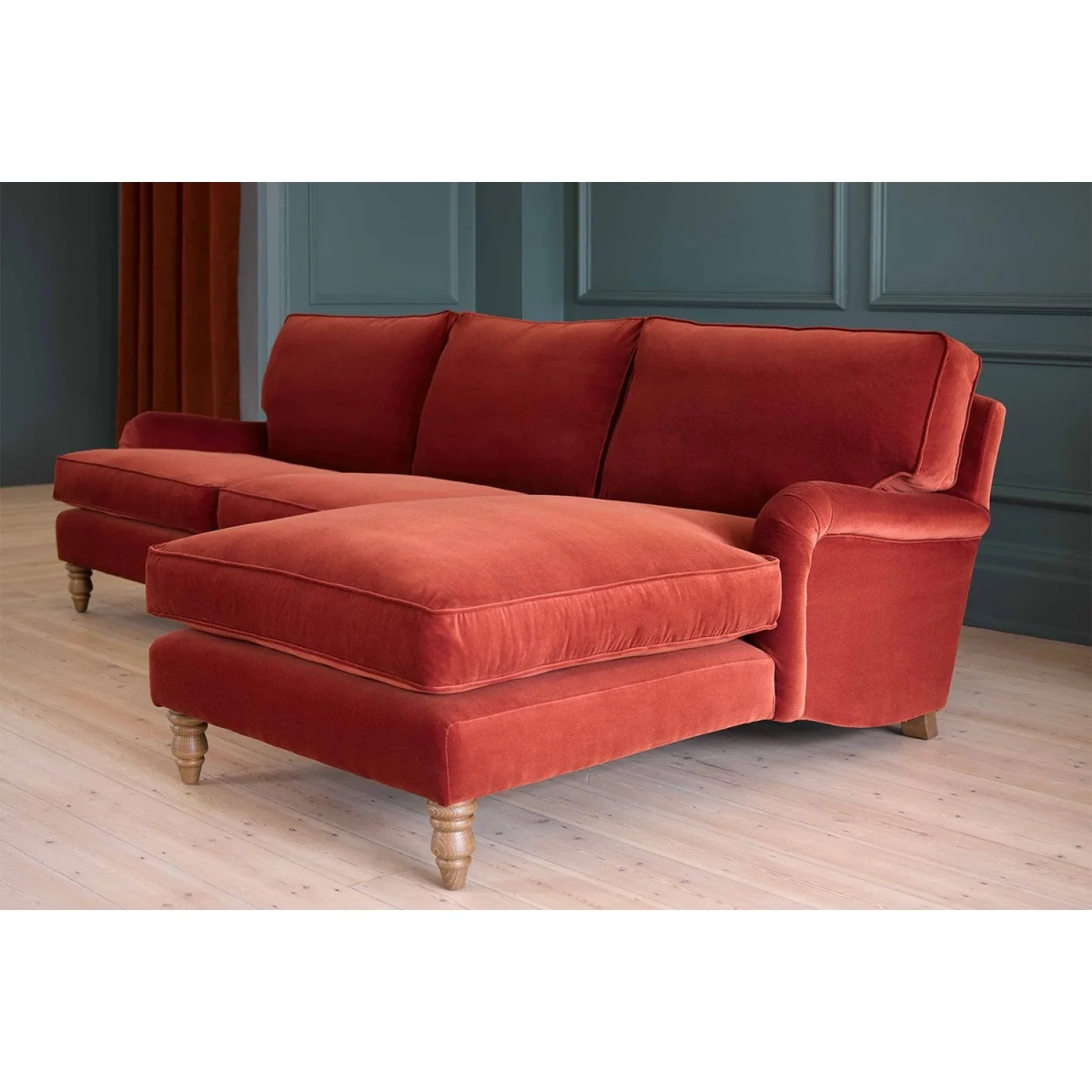 Bluebell Large RHF Chaise Sofa in Damson Smart Velvet – image 5