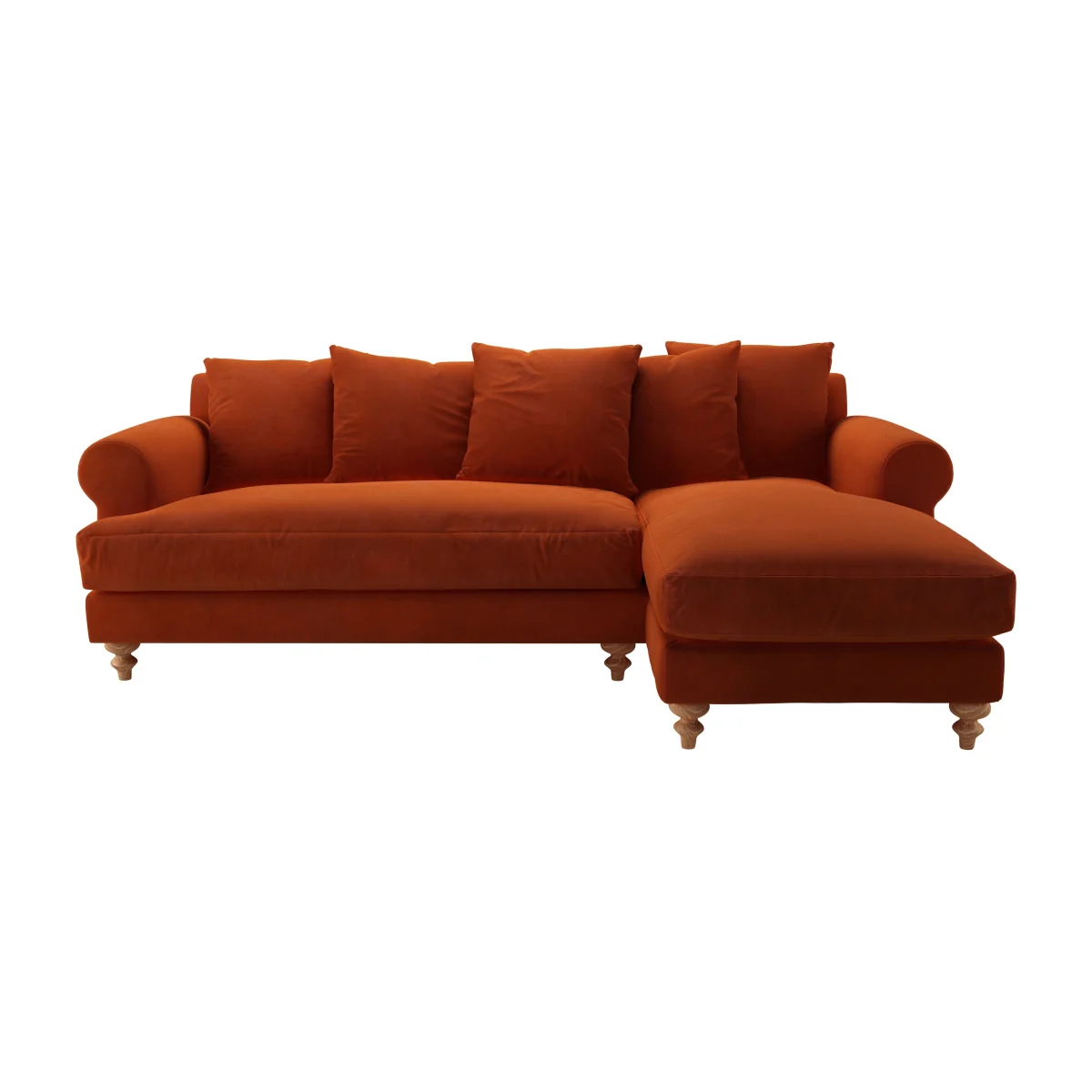 Teddy RHF Chaise Sofa in Brick Aquaclean Clever Velvet – image 1