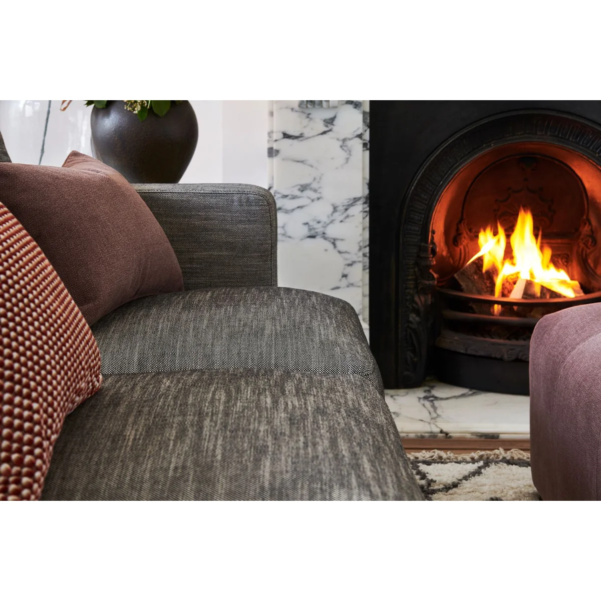 Boston Squared Arm RHF Chaise Sofa in Damson Smart Velvet – image 4
