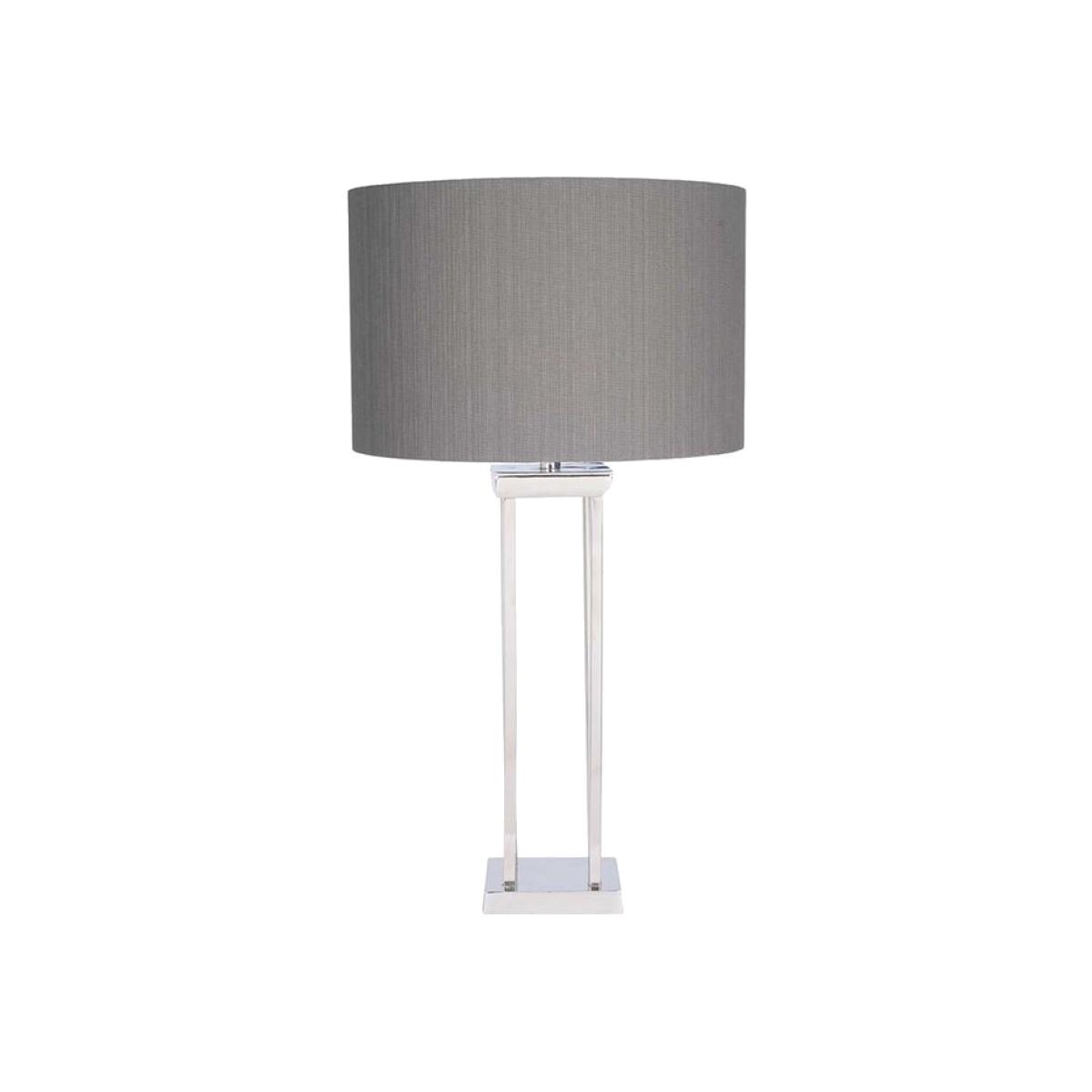 Nickel Four Post Table Lamp, Silver Metal | Barker & Stonehouse